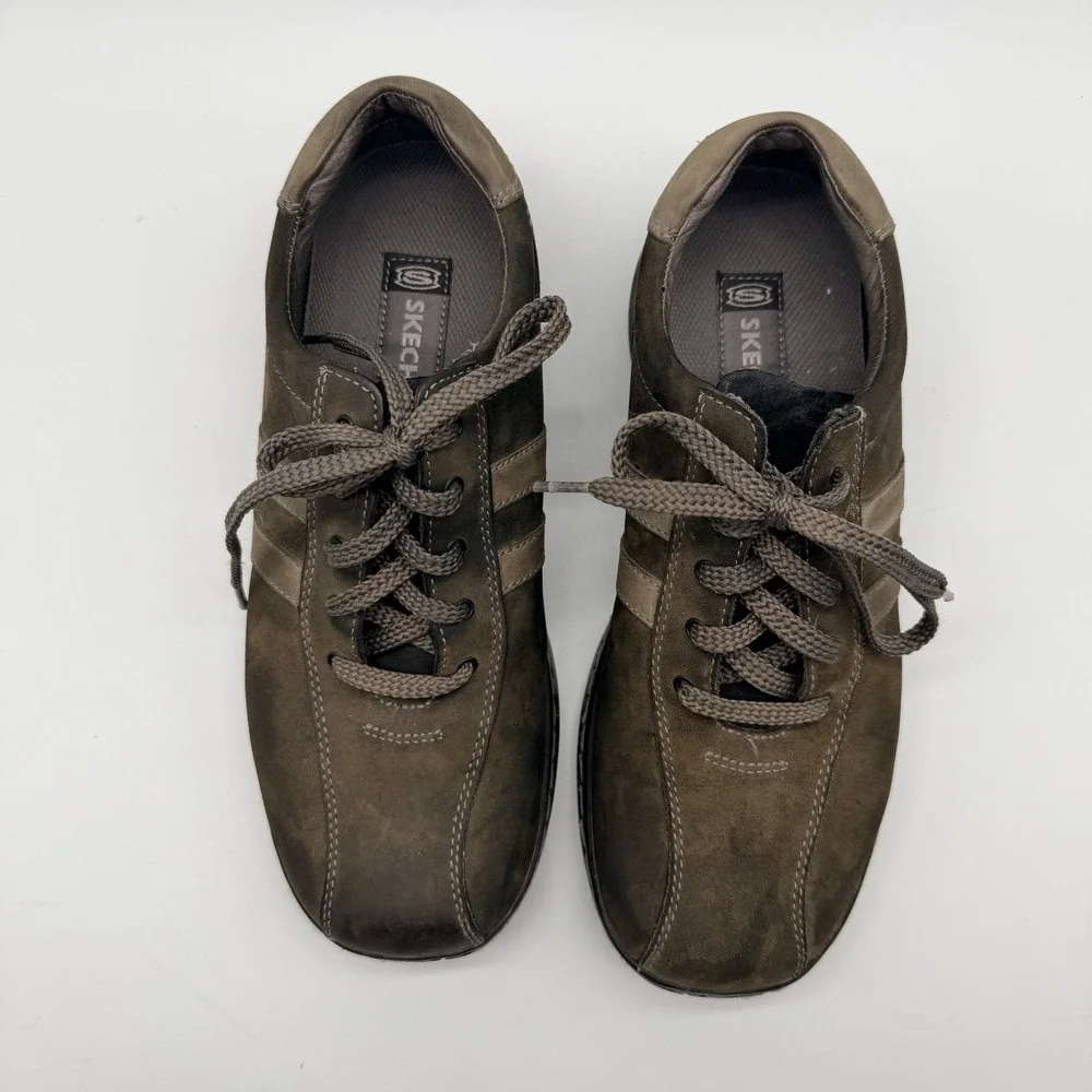 Skechers Shoes Men's Sz 8 Brown Oxfords Leather Lace Up Casual